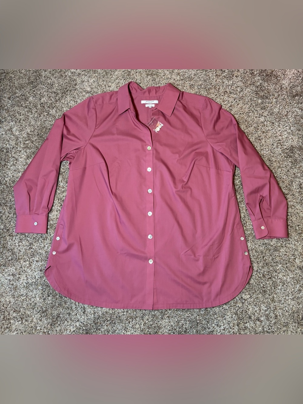 256 Foxcroft Rose-Mauve Button-Front Shirt, 20W